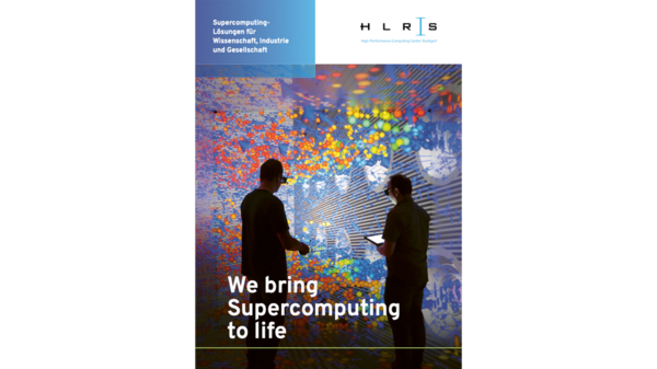 Cover page of HLRS Annual Report with text: "We Bring Supercomputing to Life", Supercomputing-Lösungen für Wissenschaft, Industrie und Gesellschaft.